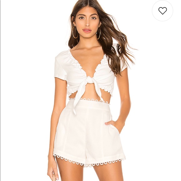 revolve Tops - Revolve White tie front ruffle top